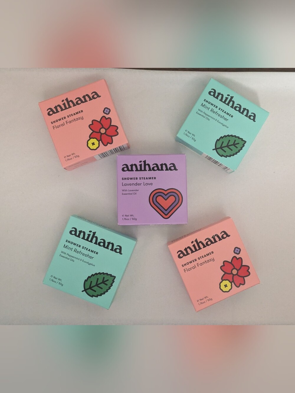 anihana Shower Steamers - Lavender Love & Mint Refresher - Pastel Box Set 5pcs